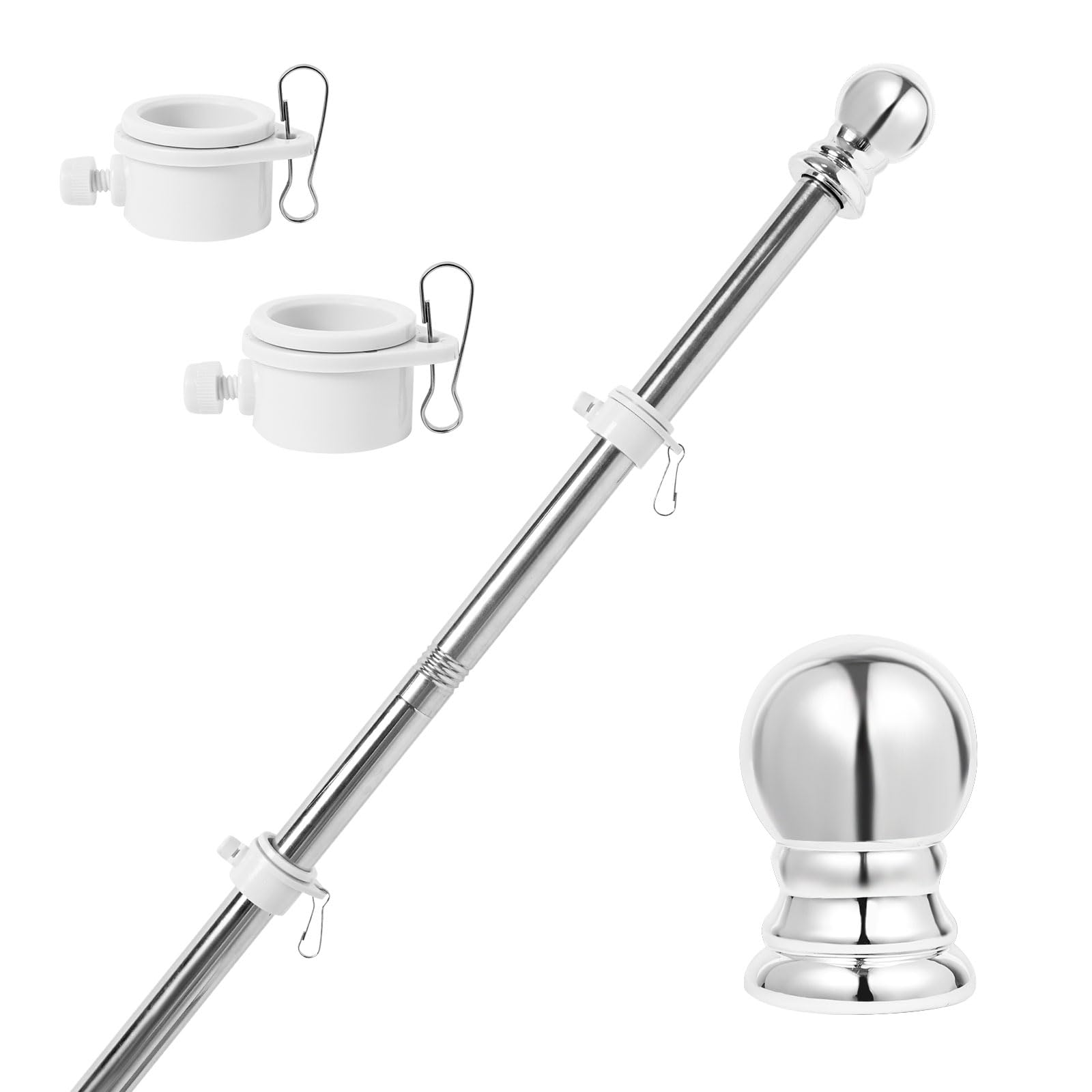 YKFLY flag pole assembly shows an adjustable, durable outdoor pole.