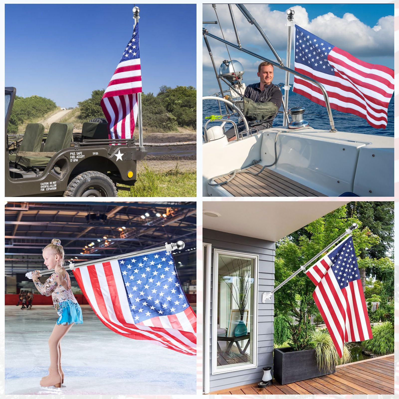 YKFLY heavy-duty 5ft flag pole ideal for yards, boats, or trucks.