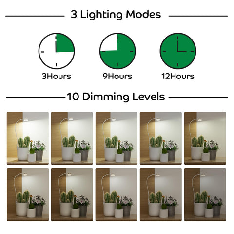 YKoliron Gooseneck Grow Light offers 360-degree adjustability for directing light where needed.