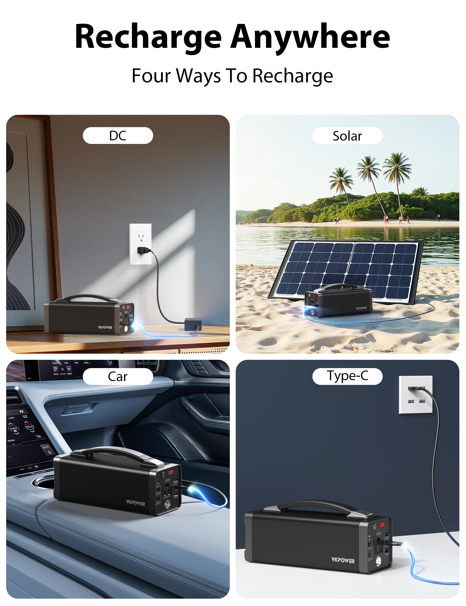 YKPOWER LED light provides bright night-time illumination for camping or roadside tasks