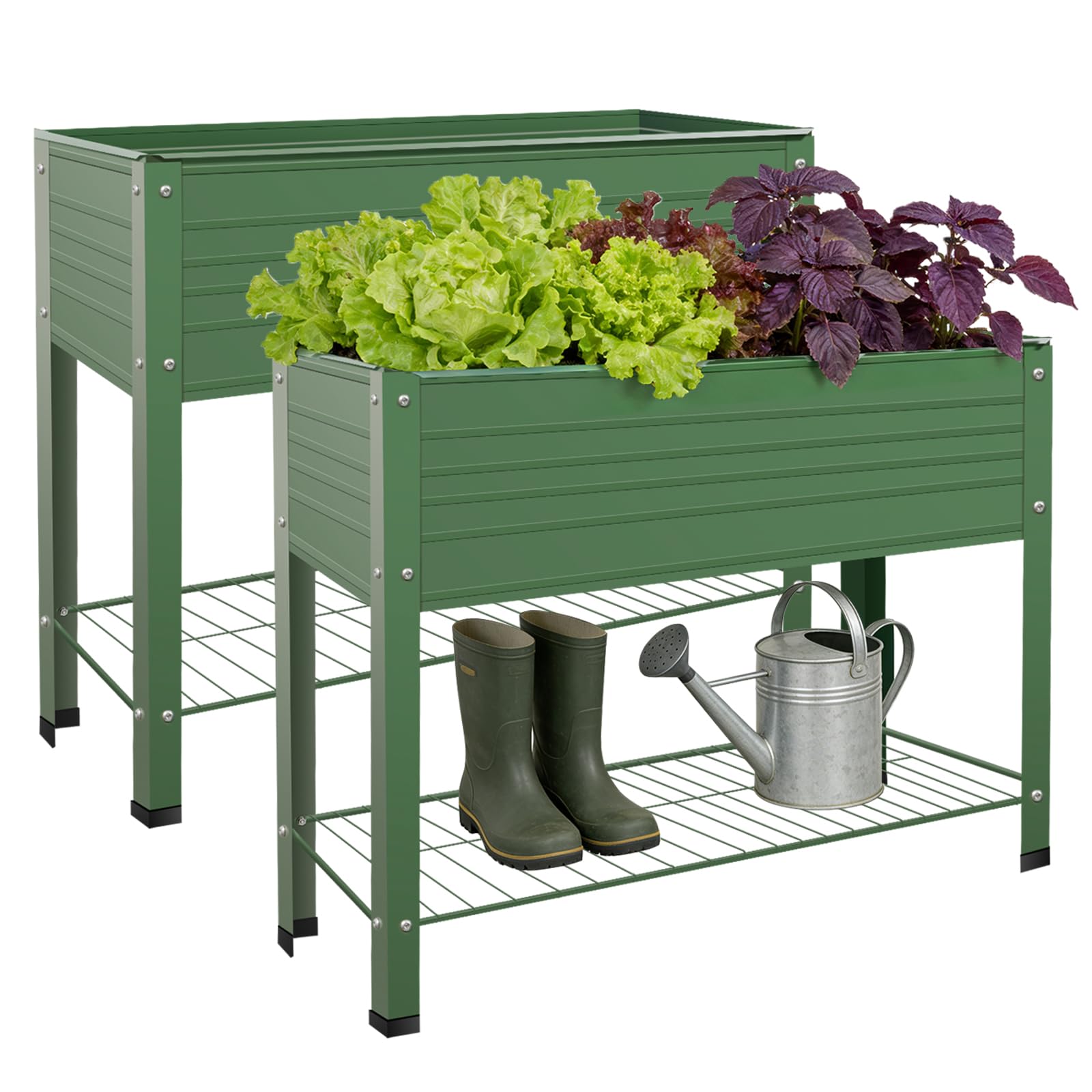 YKTEEDENS 2-Pack raised garden bed in galvanized steel with 400 lb capacity for durable outdoor planting