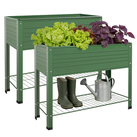 YKTEEDENS 2-Pack raised garden bed in galvanized steel with 400 lb capacity for durable outdoor planting