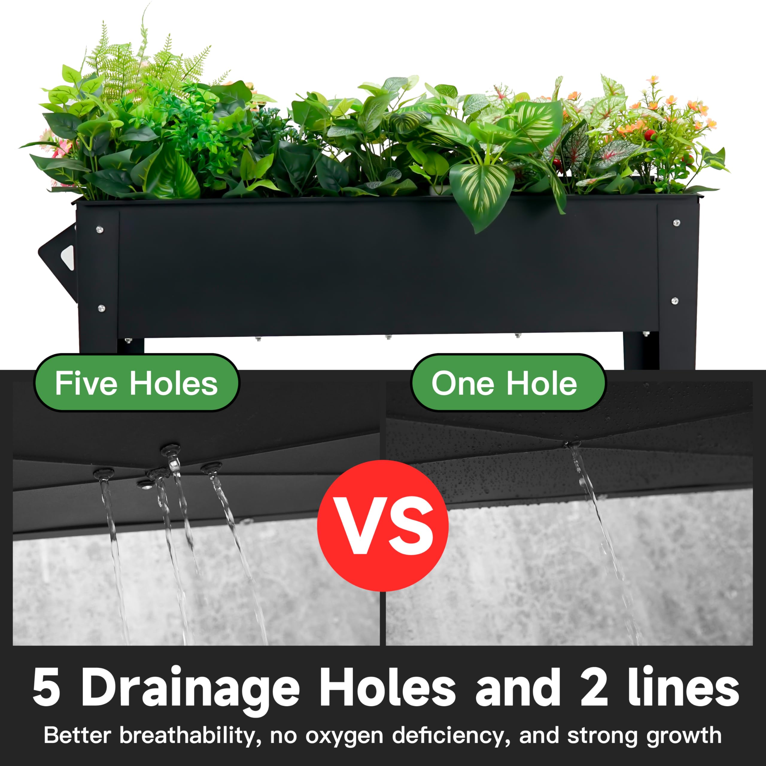 YKTEEDENS drainage holes and water grooves prevent waterlogging.
