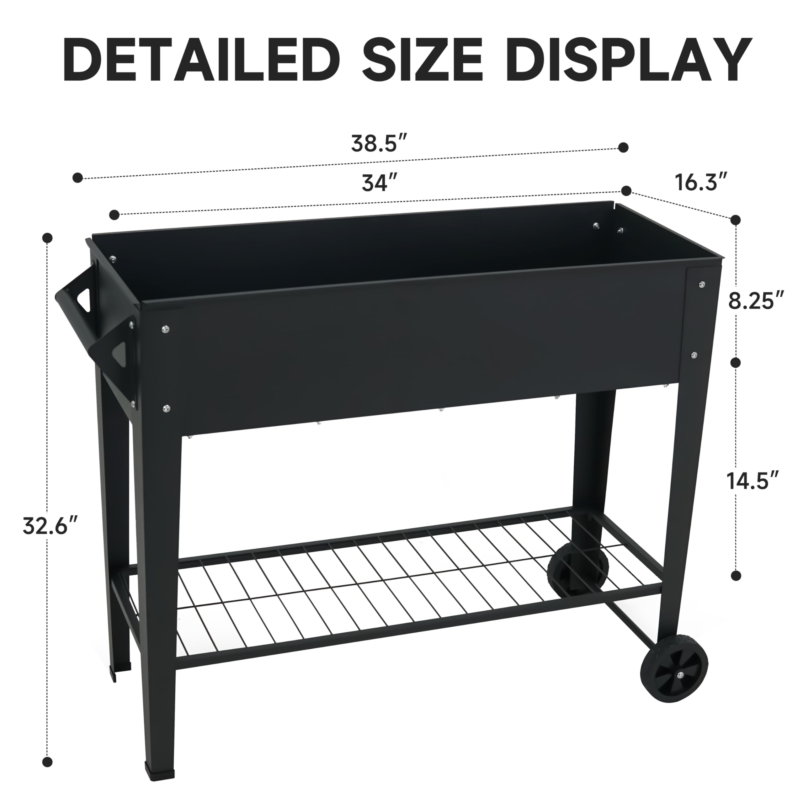 YKTEEDENS raised garden bed on wheels enables easy patio movement.