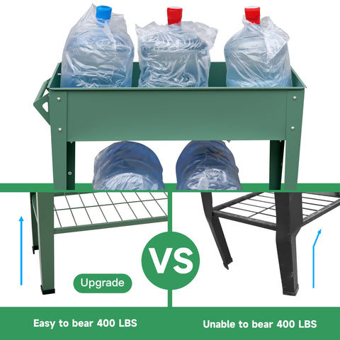 YKTEEDENS raised bed showing dimensions 37.4 by 14.6 inches and 31.6 inch height
