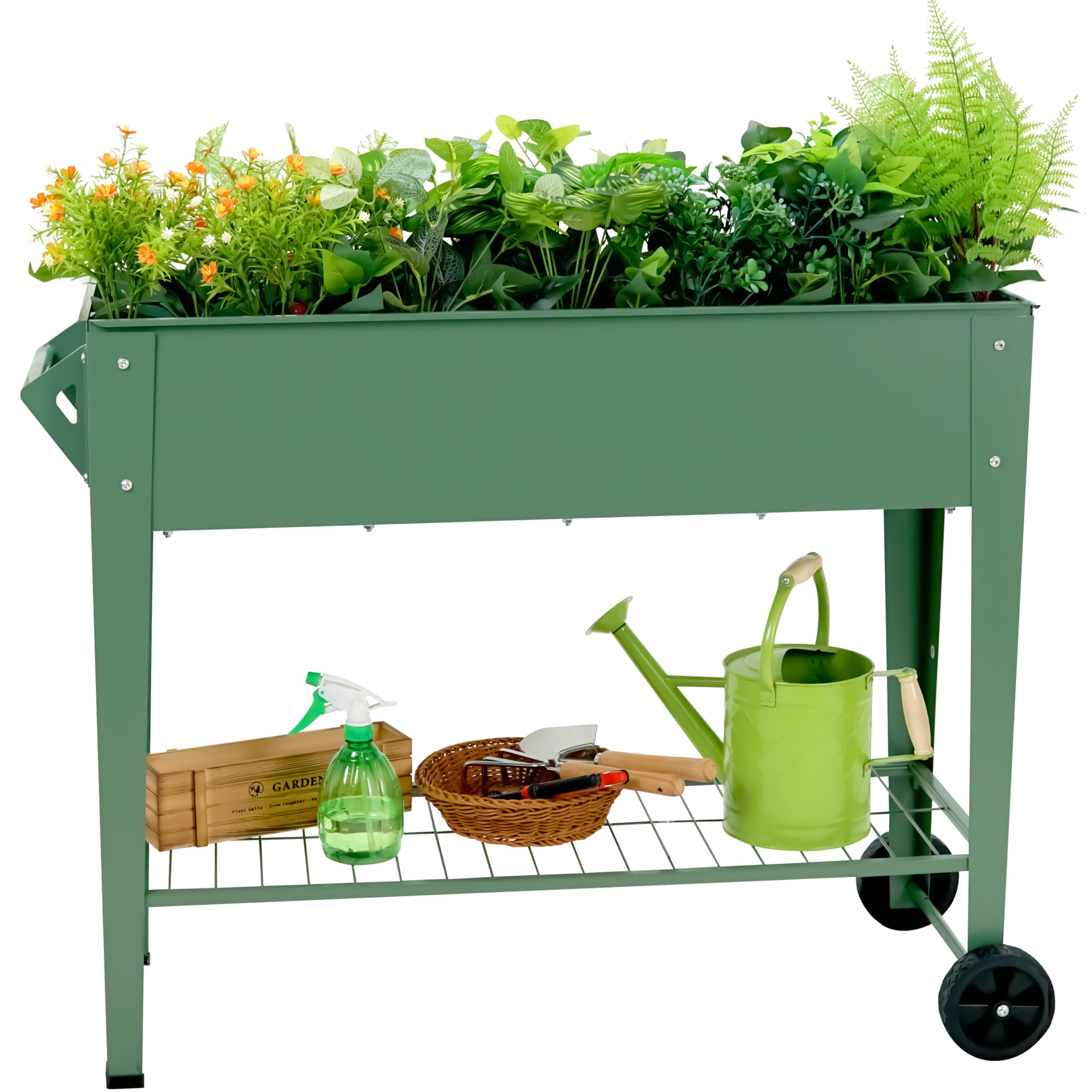 YKTEEDENS raised garden bed with legs and wheels for easy patio gardening