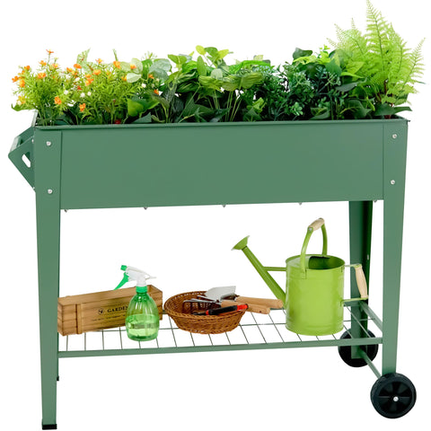 YKTEEDENS raised garden bed with legs and wheels for easy patio gardening
