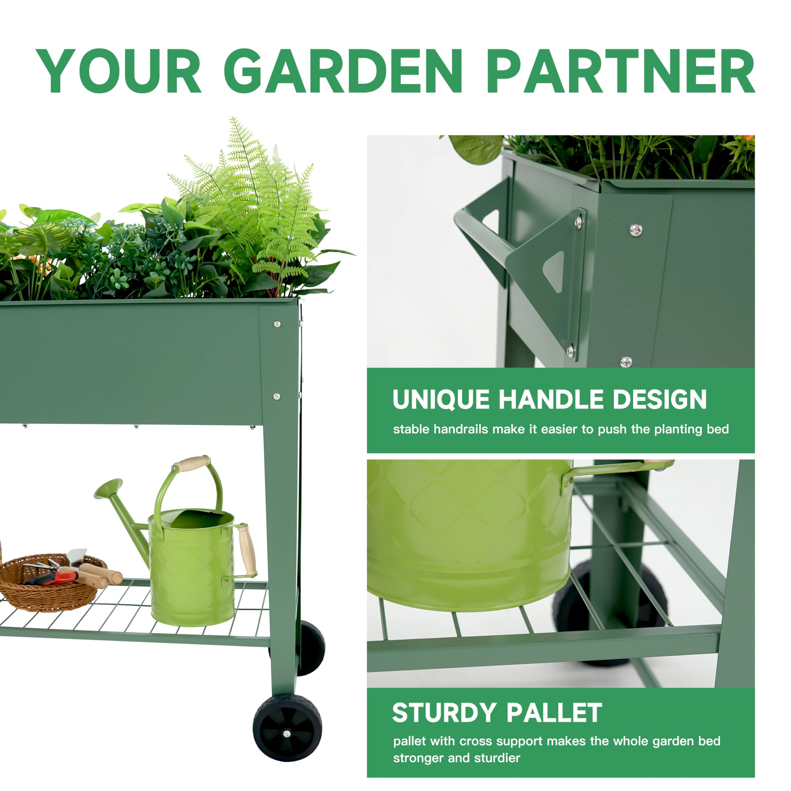 YKTEEDENS raised bed mobility with wheels and ergonomic handle