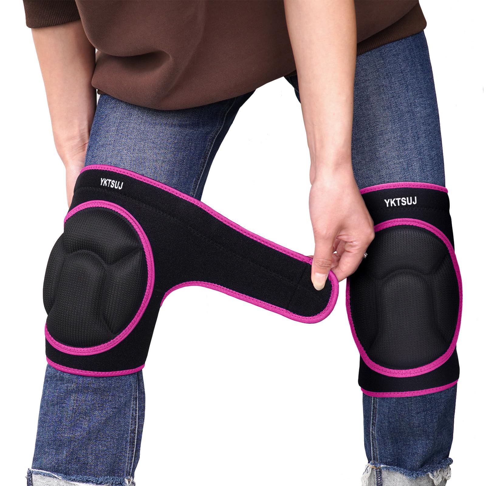 YKTSUJ knee pad offers comfortable fit for all-day wear during home tasks.