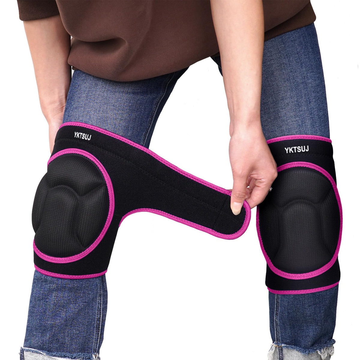 YKTSUJ knee pad offers comfortable fit for all-day wear during home tasks.