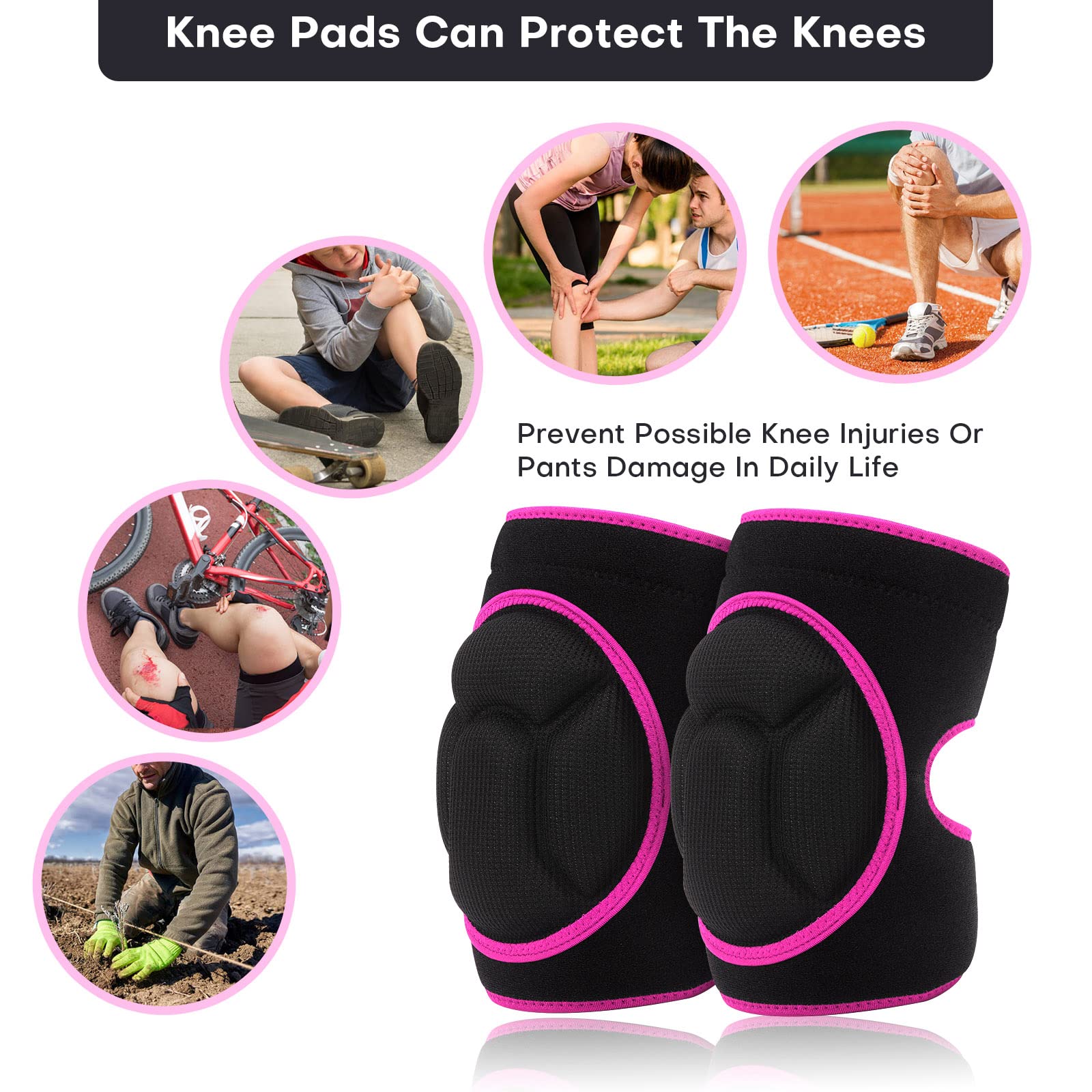 YKTSUJ knee pad double-strap adjustable ensures a snug knee fit across sizes.