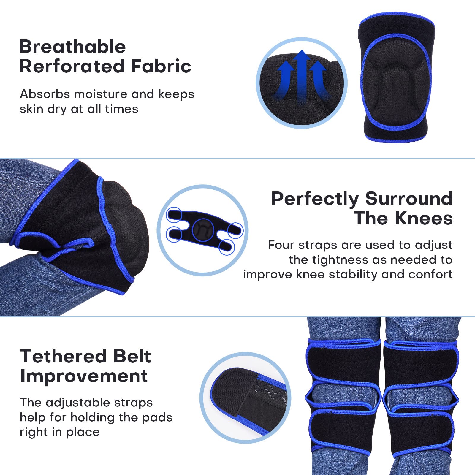 YKTSUJ knee pad shown on knee during work for comfort