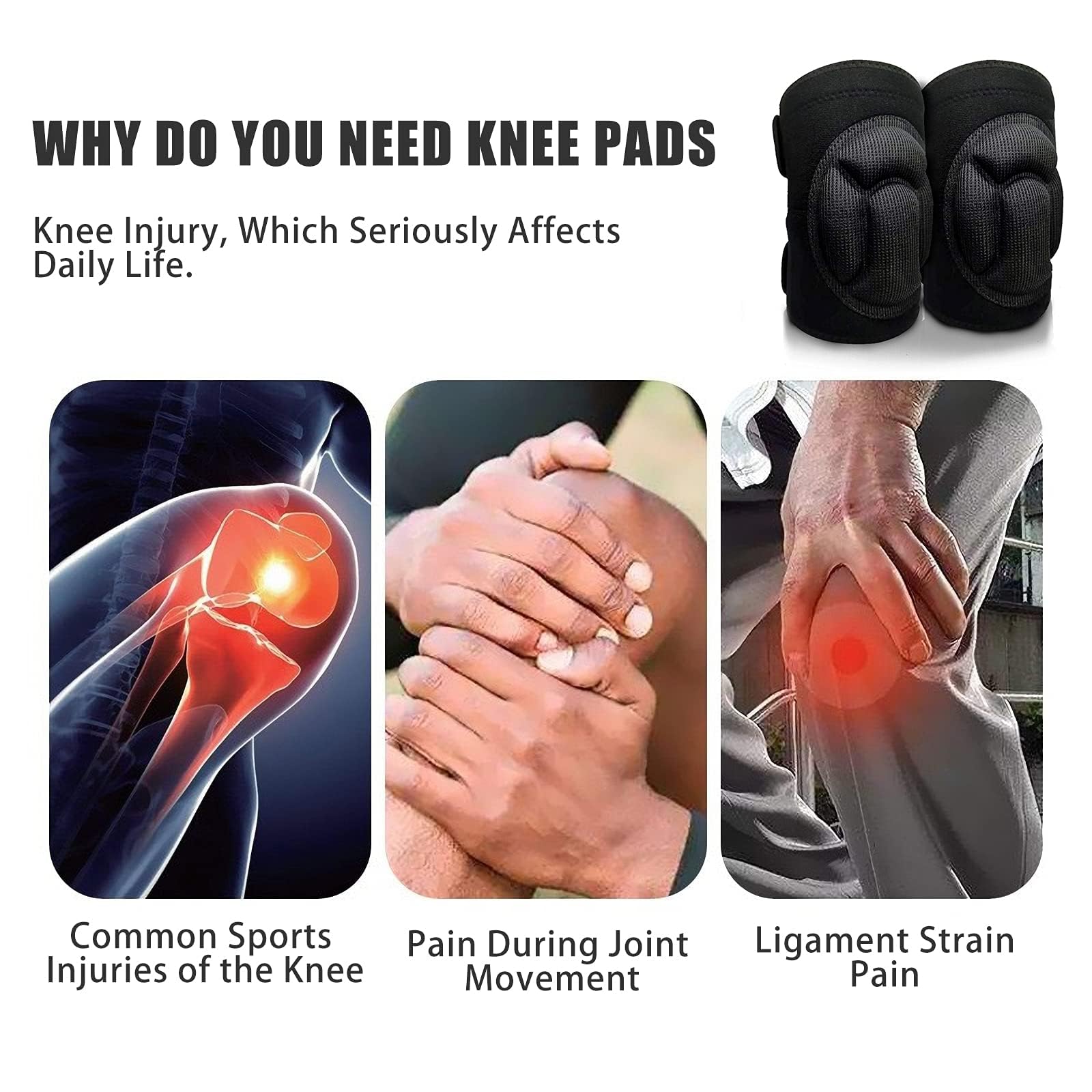 Soft padding cushions knees for safer kneeling on hard floors.