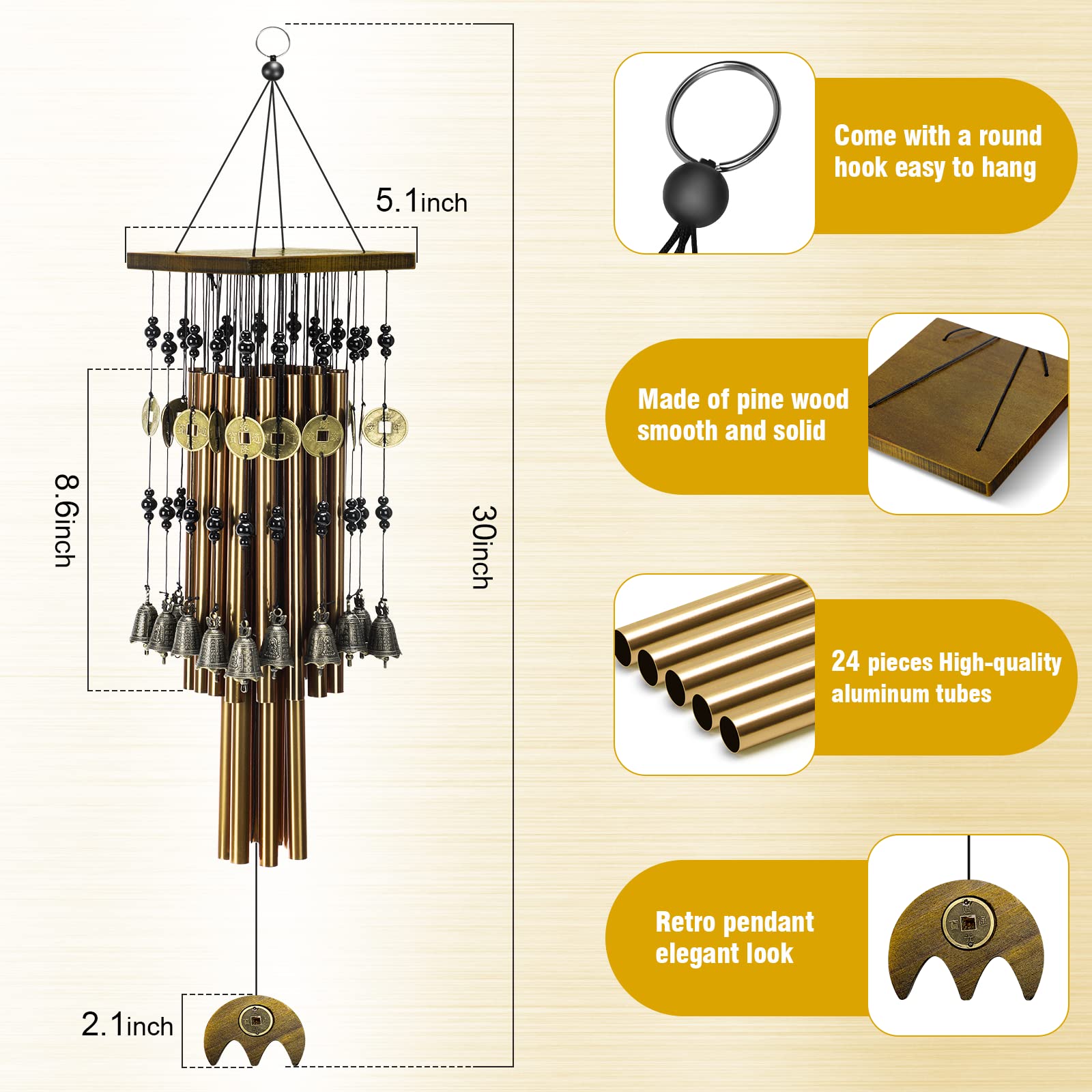 YLYYCC memorial wind chimes with copper bells add reflective, serene ambiance to any yard.