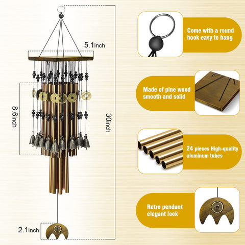 YLYYCC memorial wind chimes with copper bells add reflective, serene ambiance to any yard.