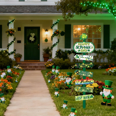 YLOLUL pots of gold and rainbows accent entryways for parties.