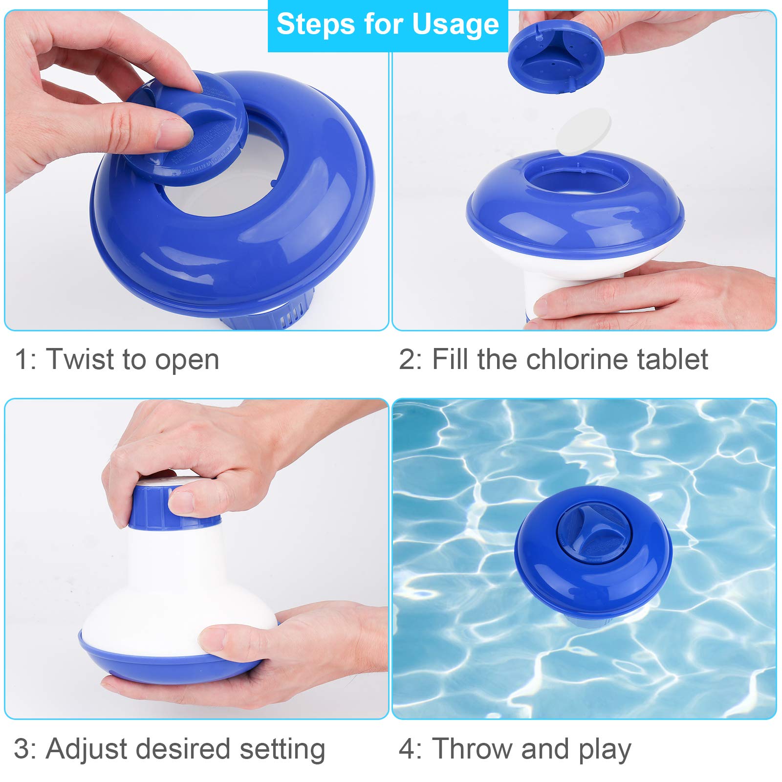 YLYL chlorine/bromine floater twist-lock cap for secure storage.
