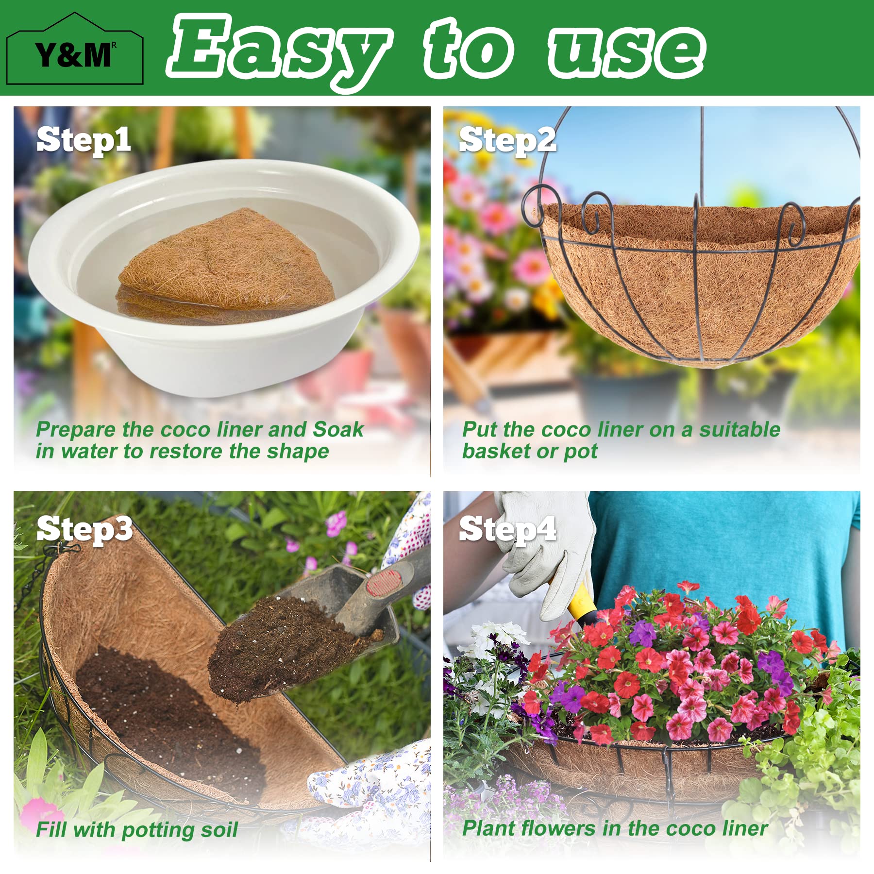 Y&M liner designed for a snug fit in 16in half-round wall baskets.