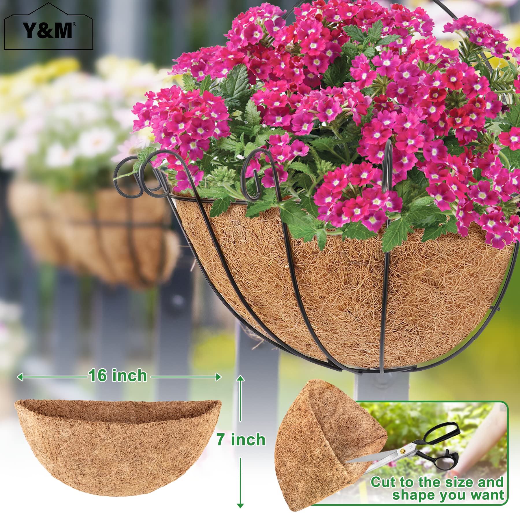 Y&M natural coco liner made from renewable materials for eco-friendly decor.