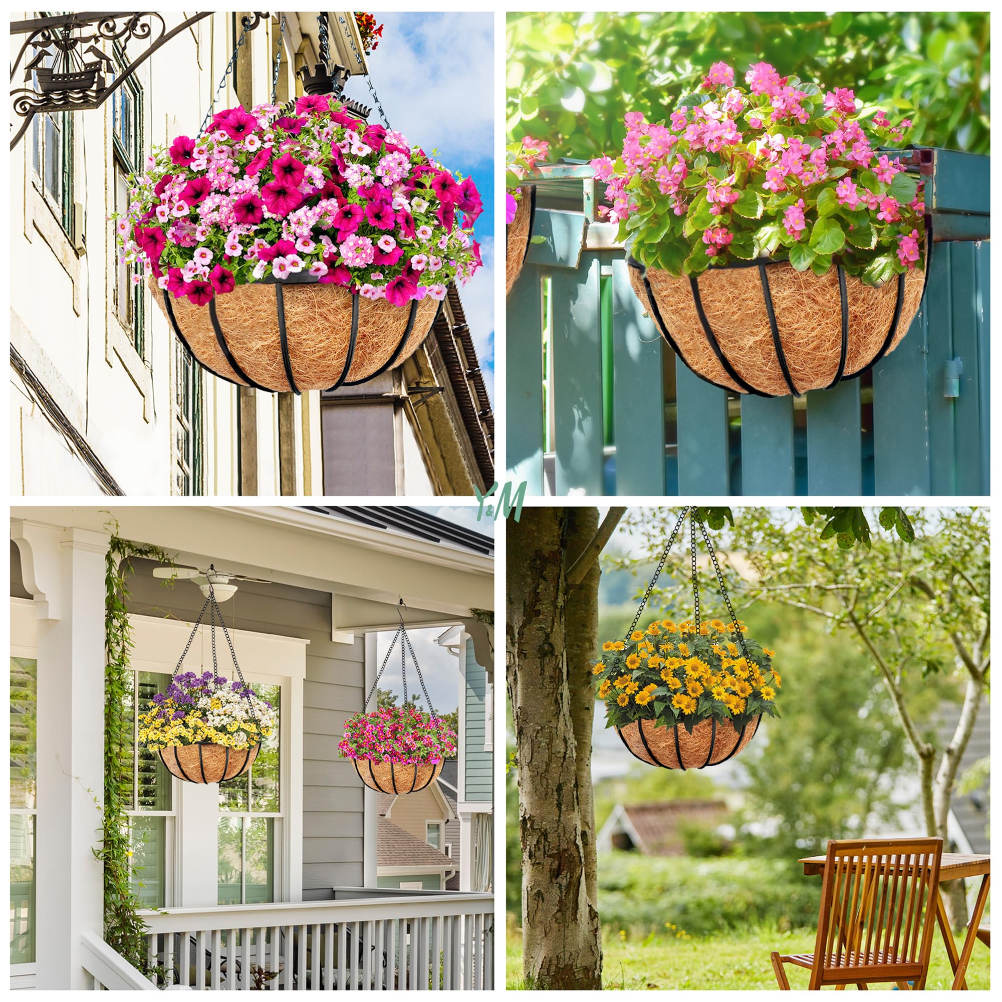 Y&M pre-formed coco fiber liner appearance ready for 16-inch planters