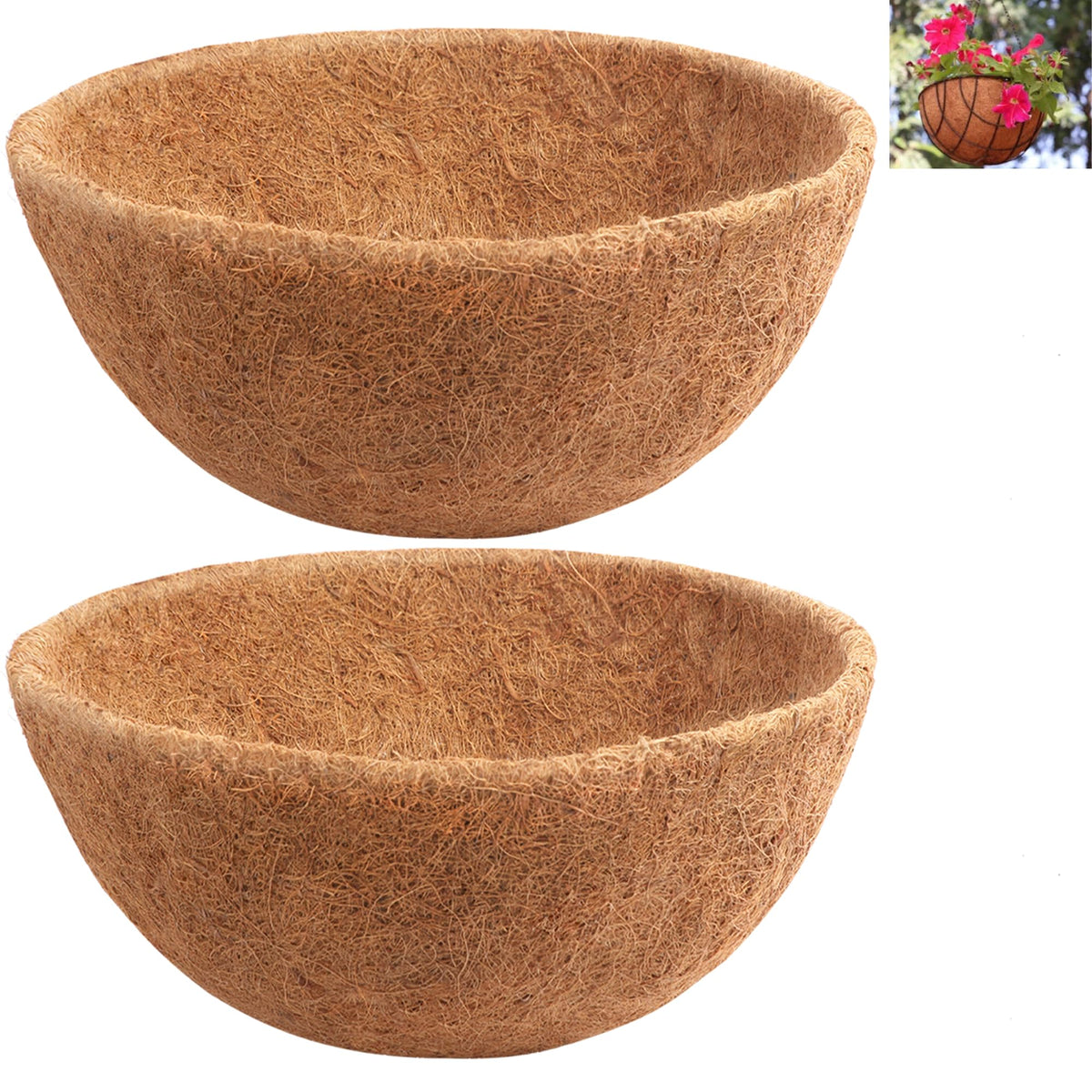 Y&M round coco liner 20-inch preformed fits wall hanging planters for quick setup.