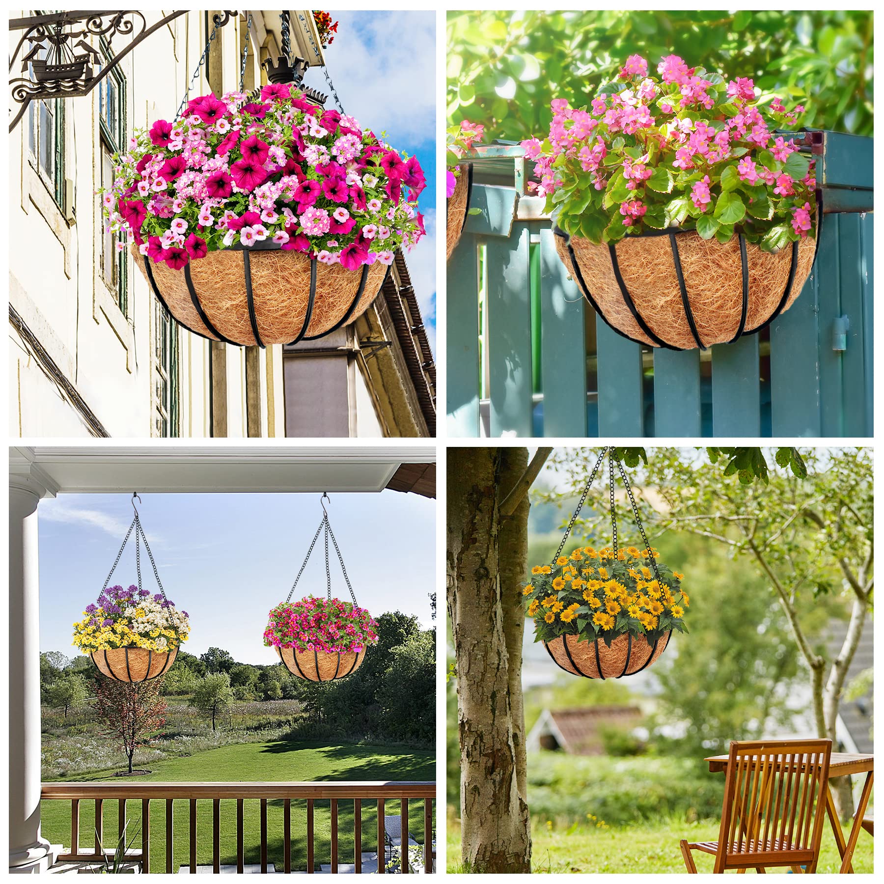 Y&M wall-hanging planter coco liner enhances natural look and moisture management.