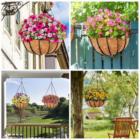 Y&M wall-hanging planter coco liner enhances natural look and moisture management.