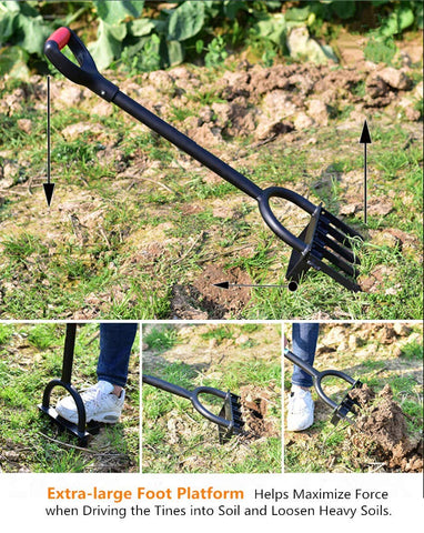 Ymachray heavy-duty garden fork with long handle for reach