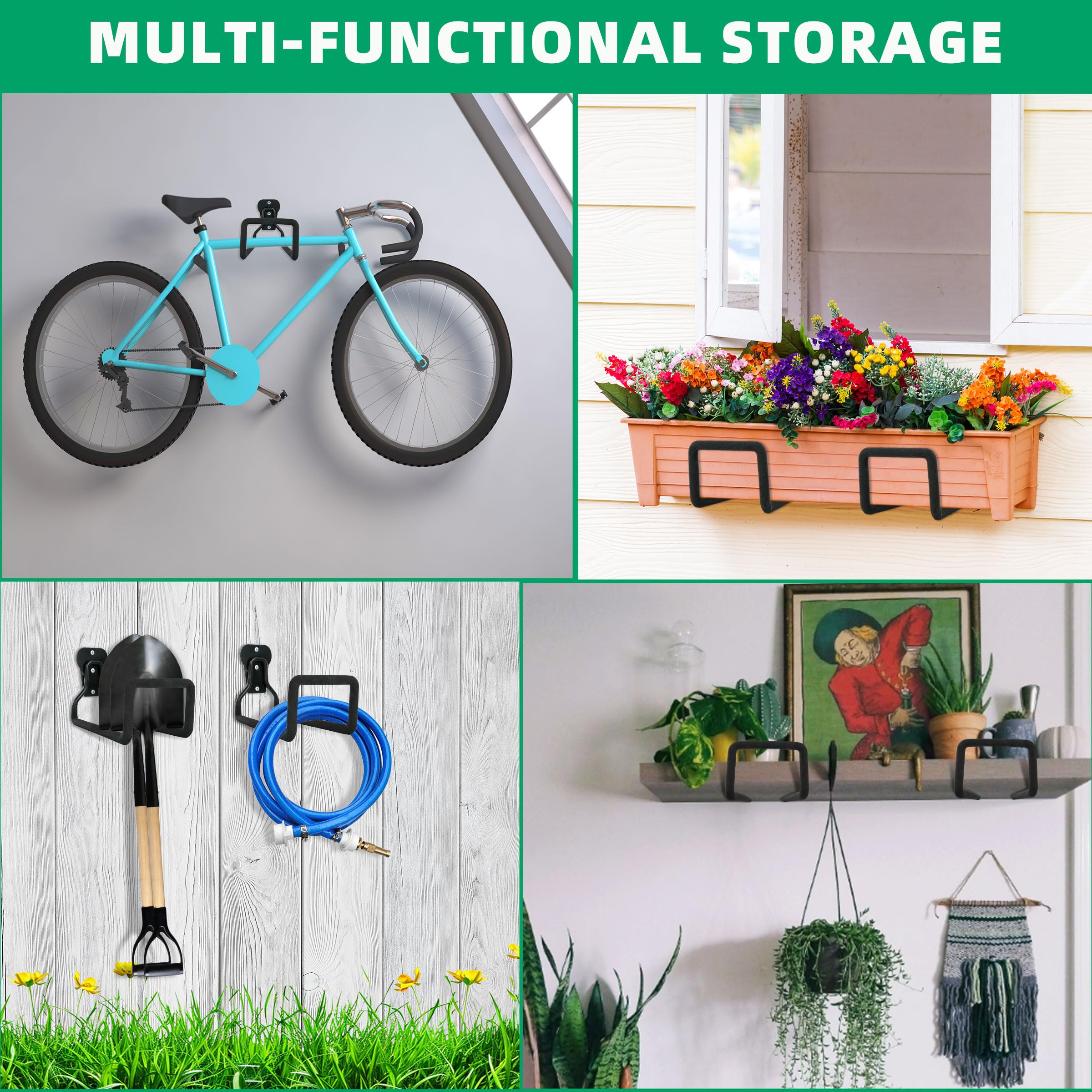 Backyard scene with YMHB wall-mounted hose holder keeping hoses organized