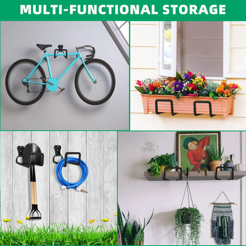 Backyard scene with YMHB wall-mounted hose holder keeping hoses organized
