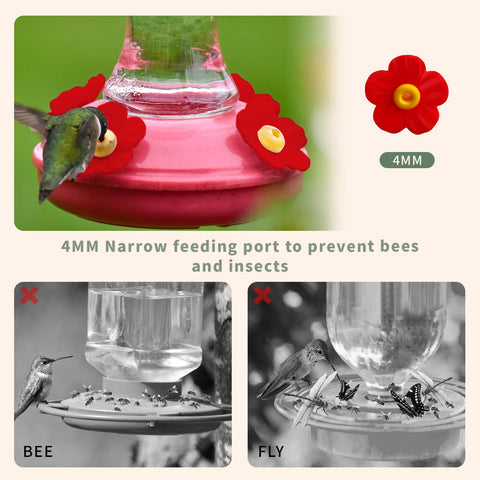 ymkupe hummingbird feeder flowers red close-up beak-friendly ports enhance feeding