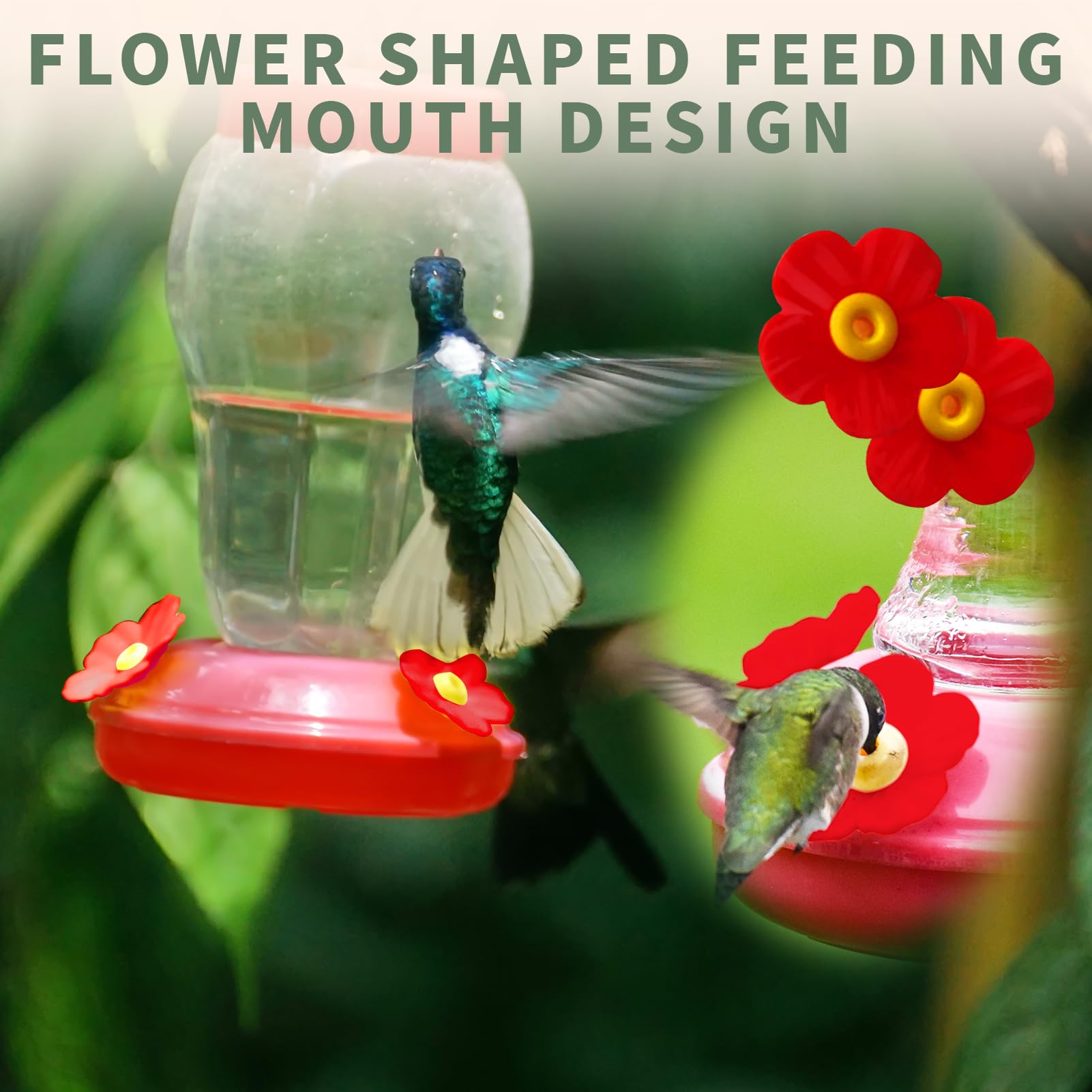 ymkupe hummingbird feeder flowers red outdoor use, durable for year-round hanging