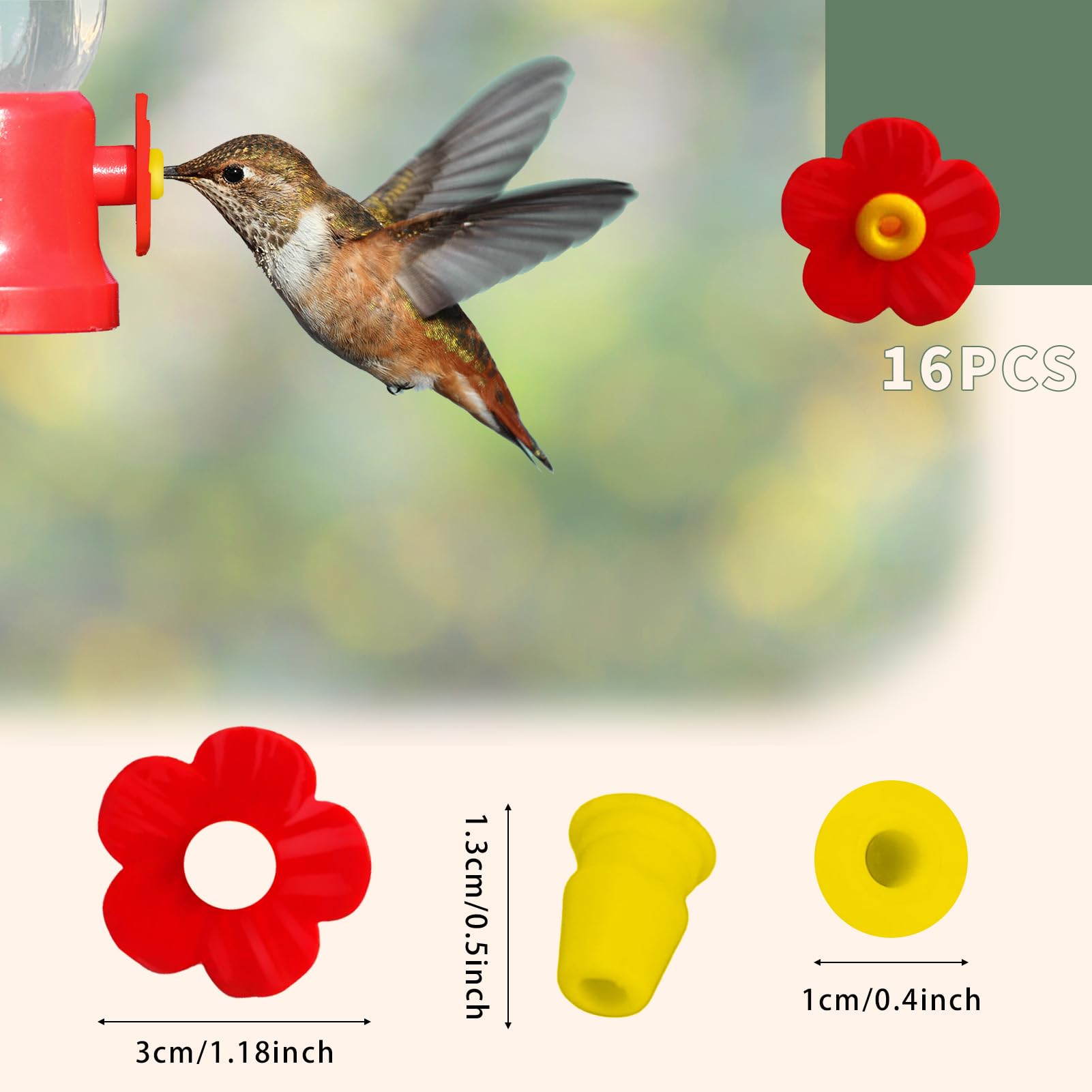 ymkupe hummingbird feeder flowers red top-down view, designed for easy perch and sip