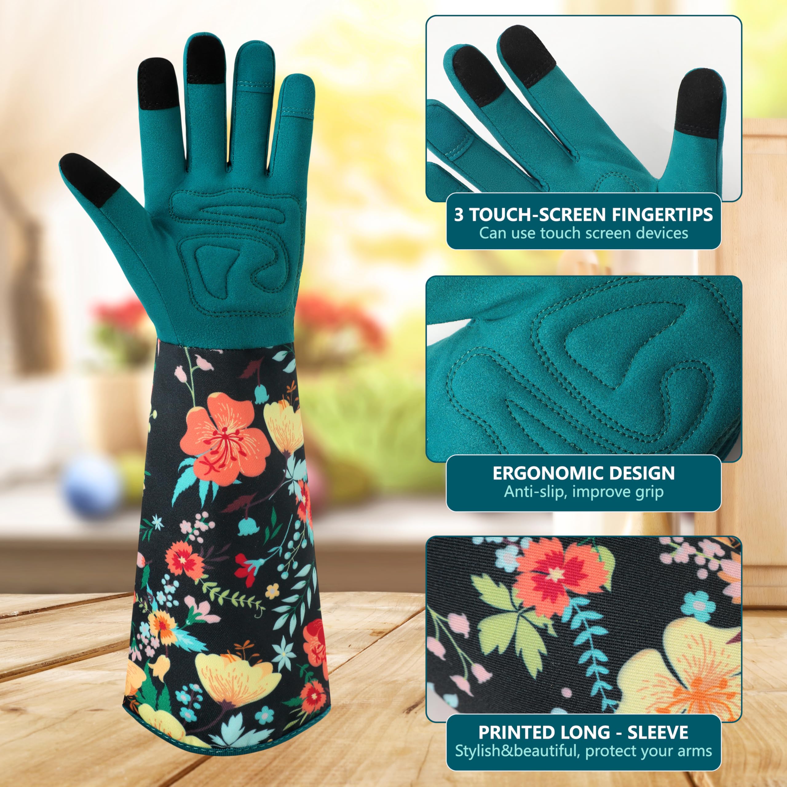 Ymomode gloves feature three touchscreen fingertips for phone use in the garden