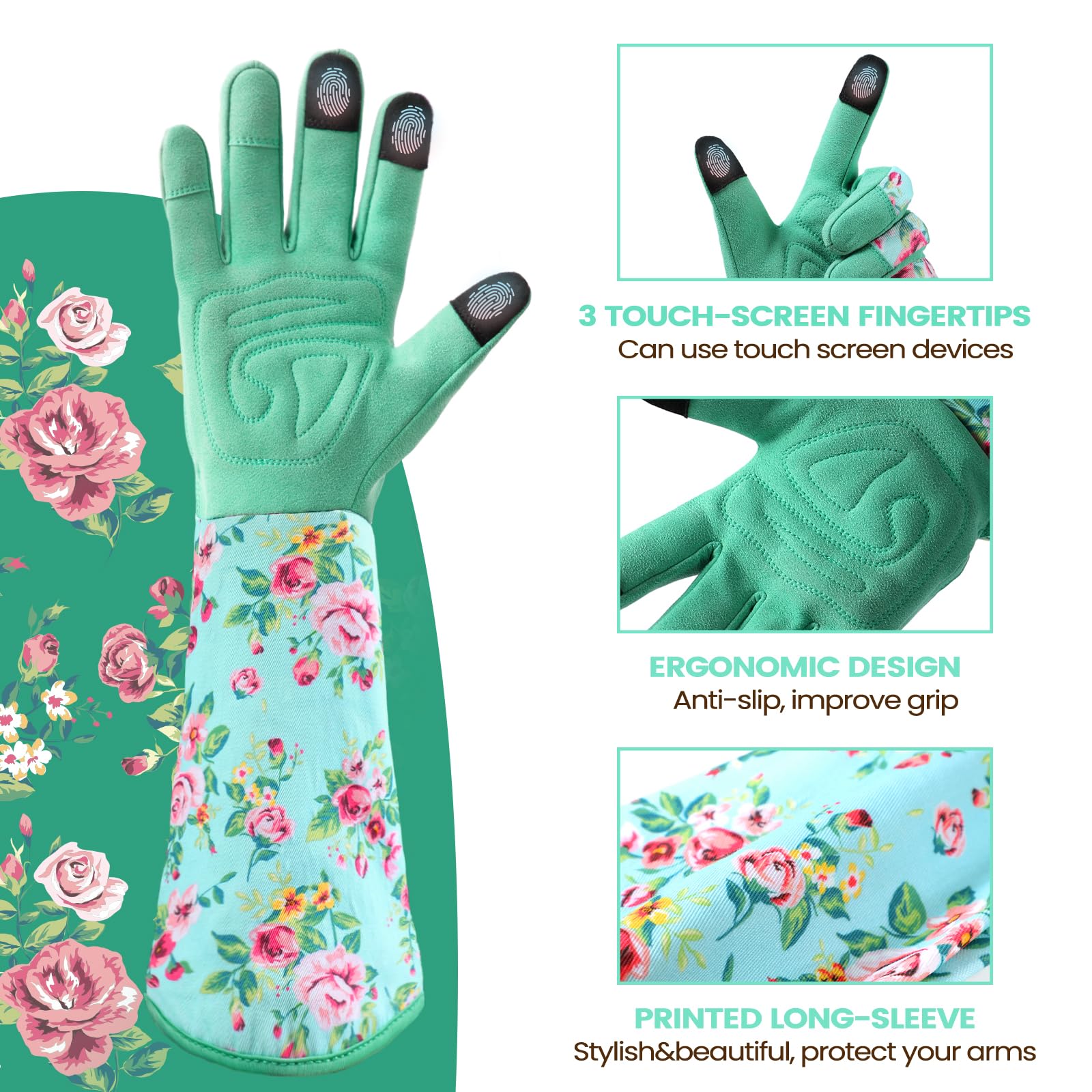 Ymomode elastic wrist and adjustable cuffs prevent slips and debris entry