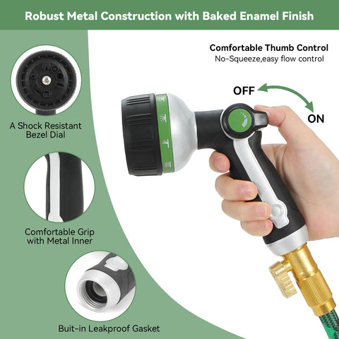 Ten adjustable patterns on YMTEEDIO garden hose nozzle for versatile tasks