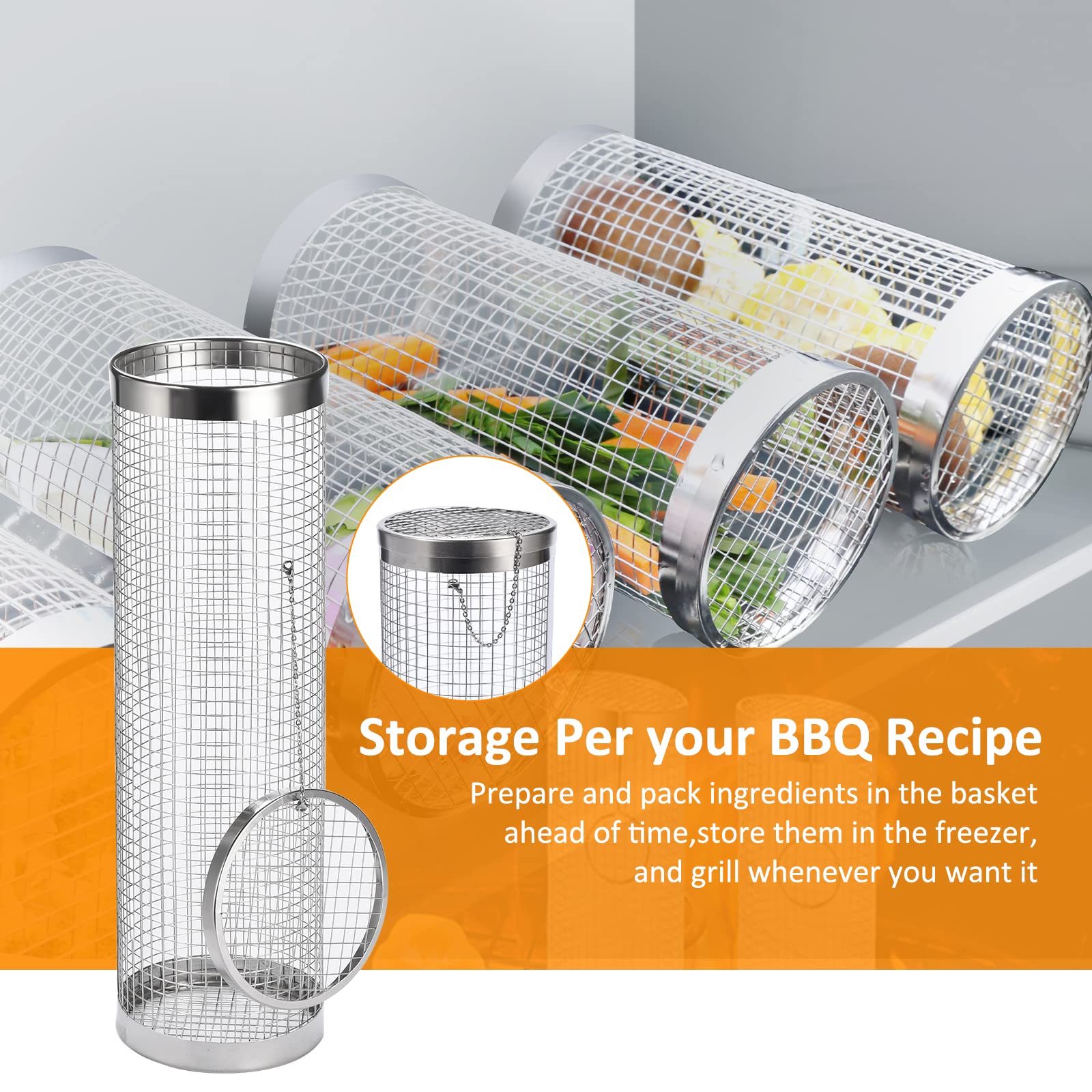 YMXHK rolling grill baskets dishwasher-safe design for quick cleanup after grilling