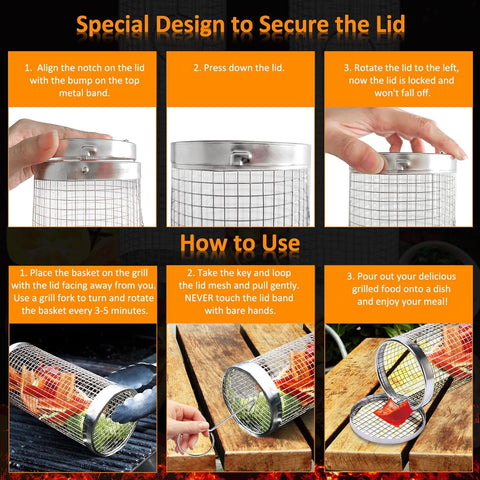 YMXHK rolling grill baskets fish-grilling scene demonstrates seafood grilling flexibility