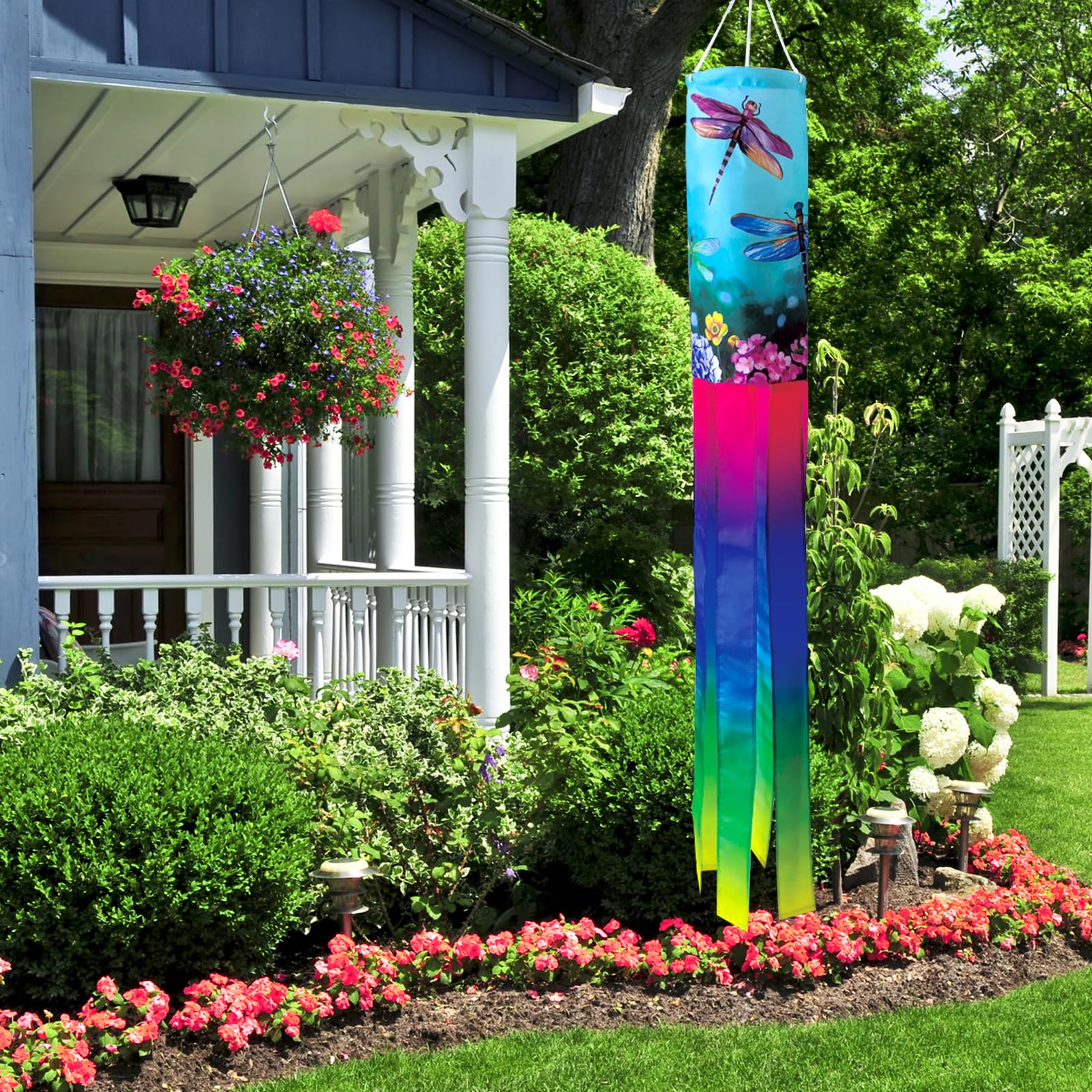 YMYIELD windsock shows six rainbow tails fluttering in breeze