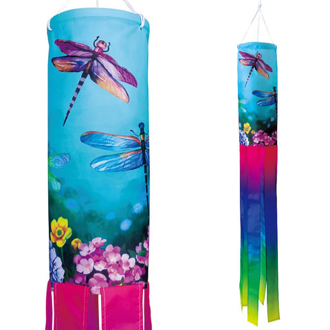 YMYIELD floral dragonfly windsock front view, cheerful garden décor