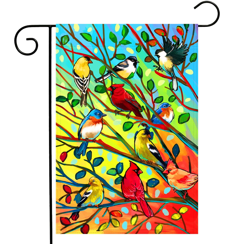 YMYIELD tree birds flag, double-sided for clear readability from any angle.