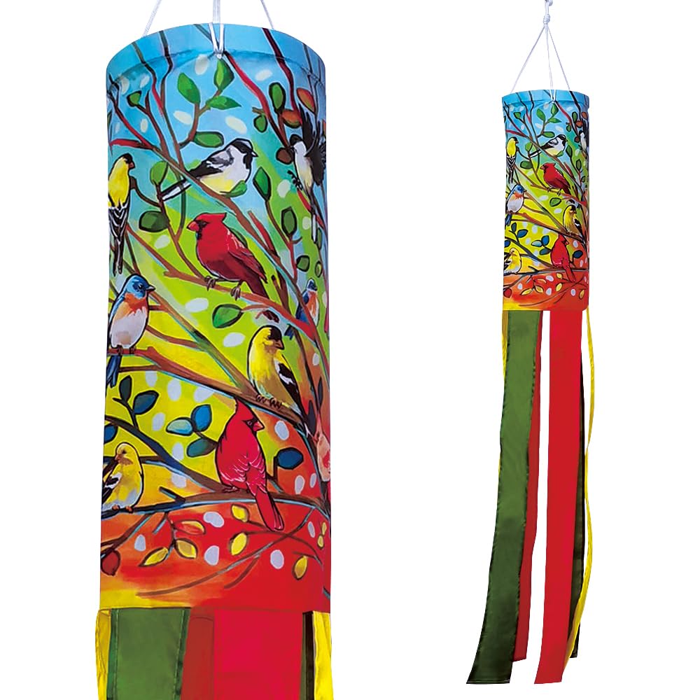 YMYIELD Tree Birds Windsock 40-inch vibrant colors fluttering in the yard for curb appeal