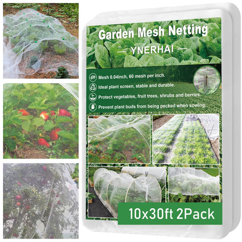 YNERHAI 2Pack garden netting overview protects crops while preserving sunlight and air.