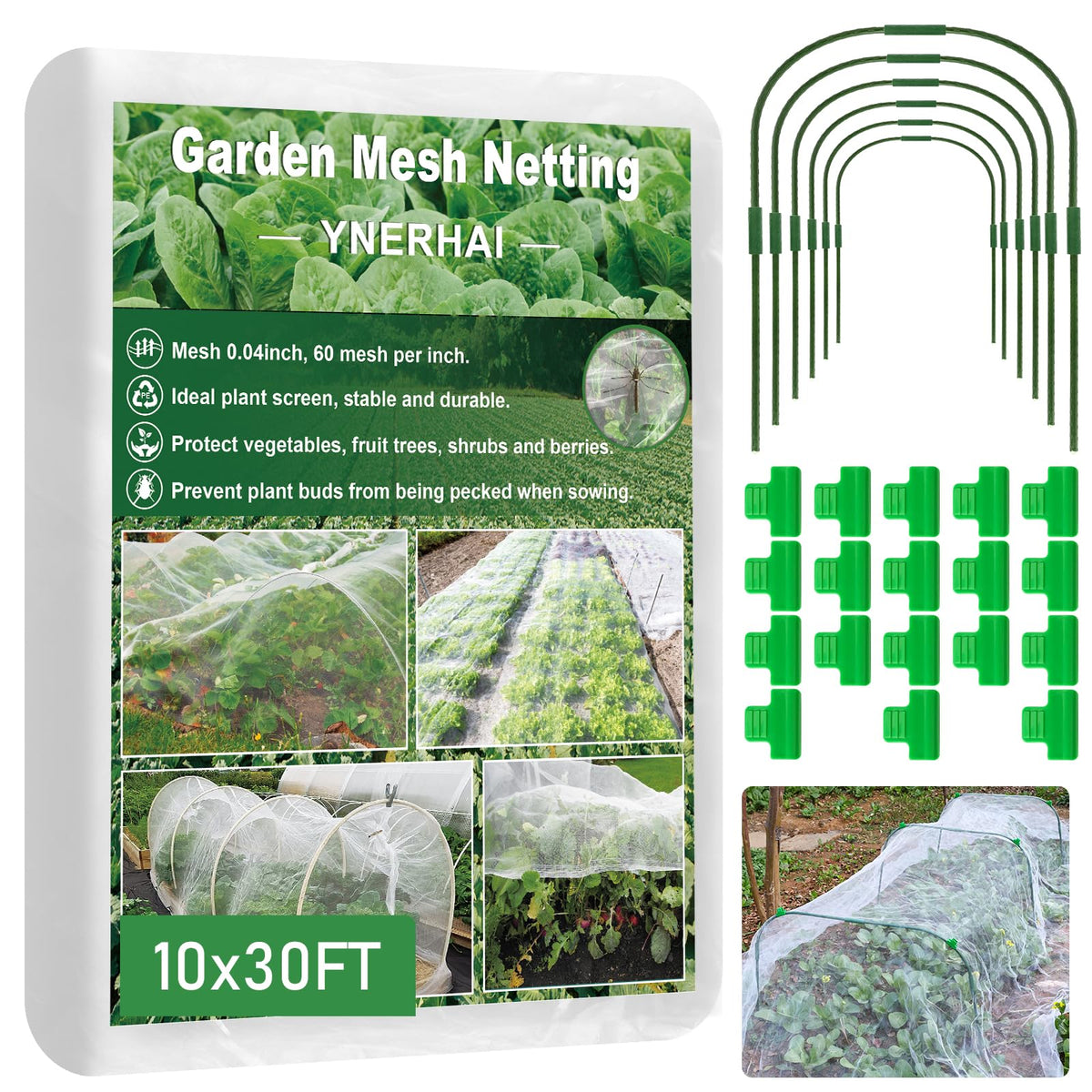 YNERHAI garden mesh netting over a bed showing protection and airflow