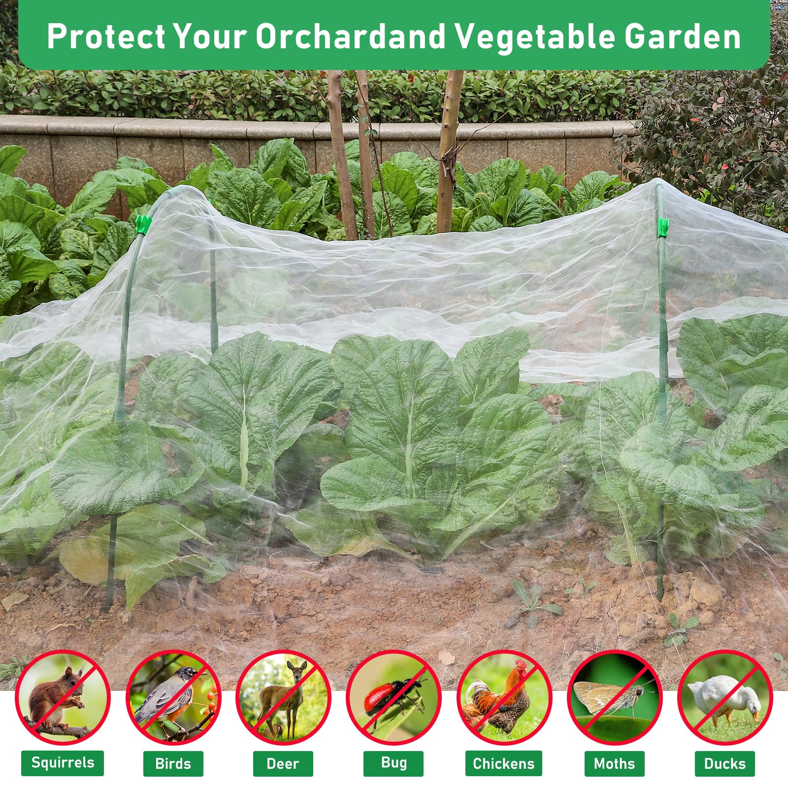 Installed YNERHAI netting protecting a garden bed