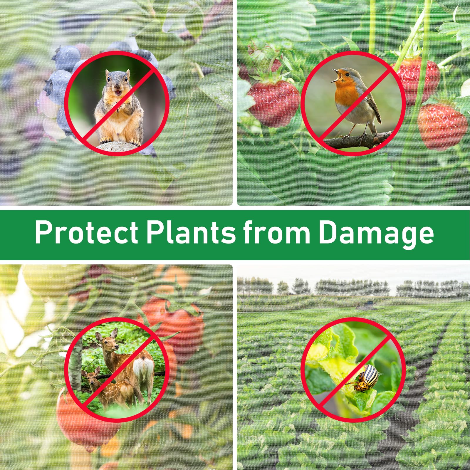 YNERHAI raised-bed netting covers crops while allowing airflow.