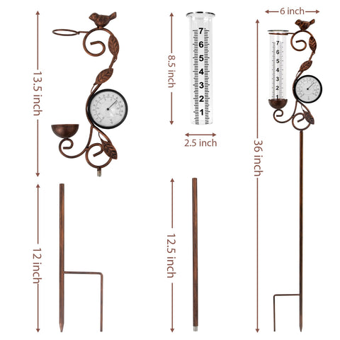 YNGFIL bird-on-branch detail enhances yard decor while showing temperature with a visible scale.