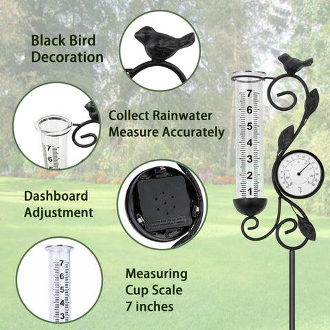YNGFIL outdoor garden decor rain gauge blends art with weather data.