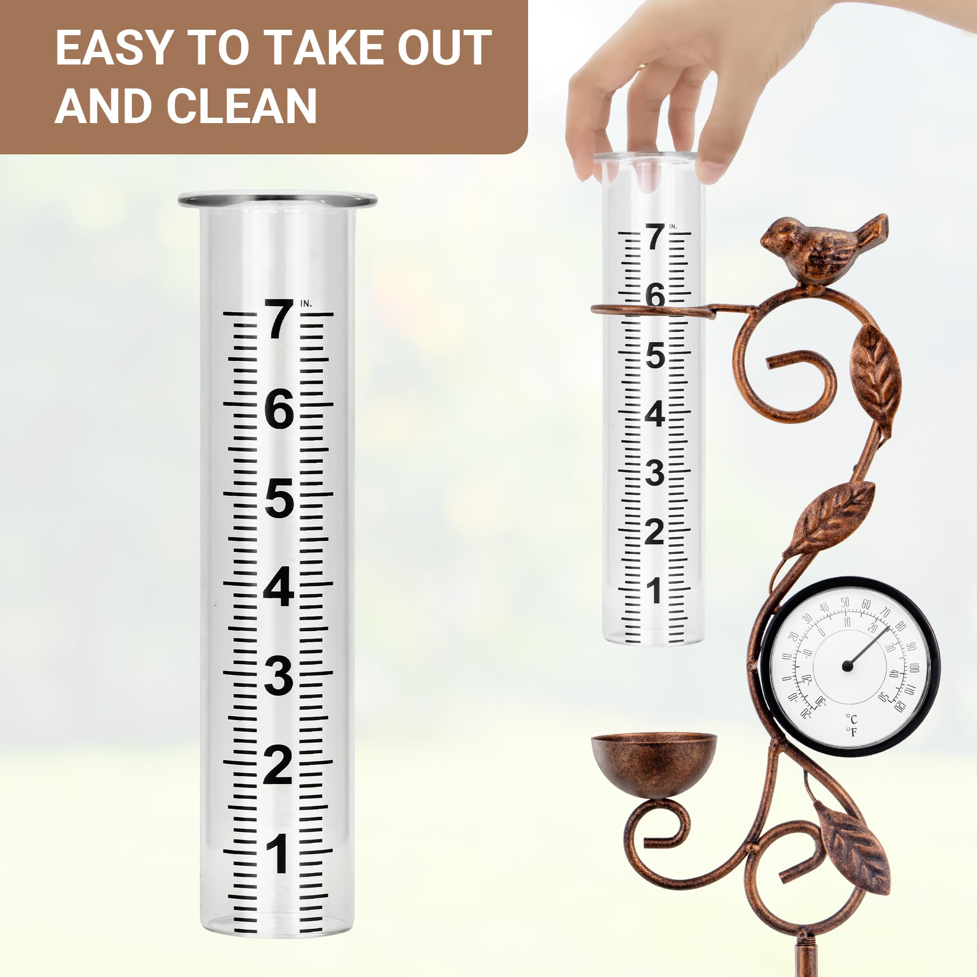 YNGFIL outdoor thermometer with easy Celsius and Fahrenheit readout on a garden ornament.