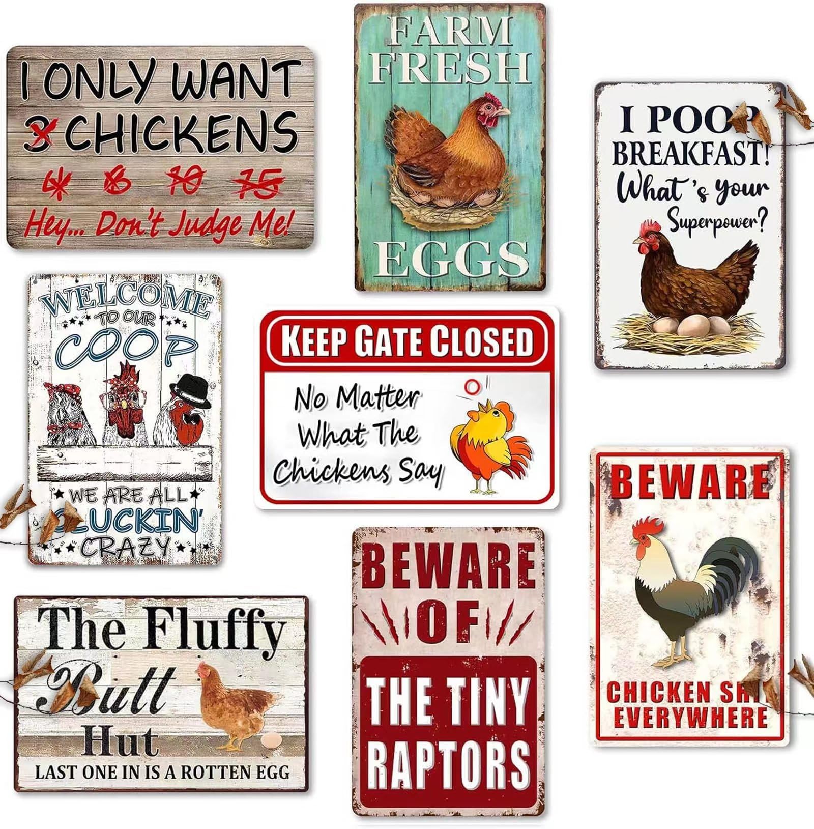 Ynjzk chicken coop sign 8x12 tin wall decor adds rustic charm to any coop.